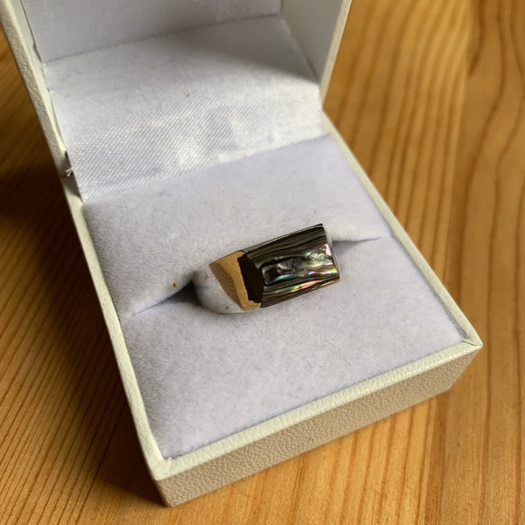 925 Mexico Silver Ring with Dark Agate type stone - Picture 2 of 6